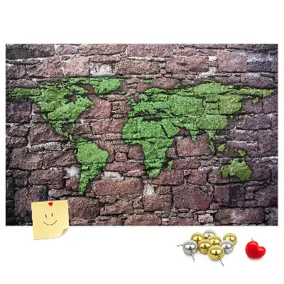 World Map Cork Memo Board