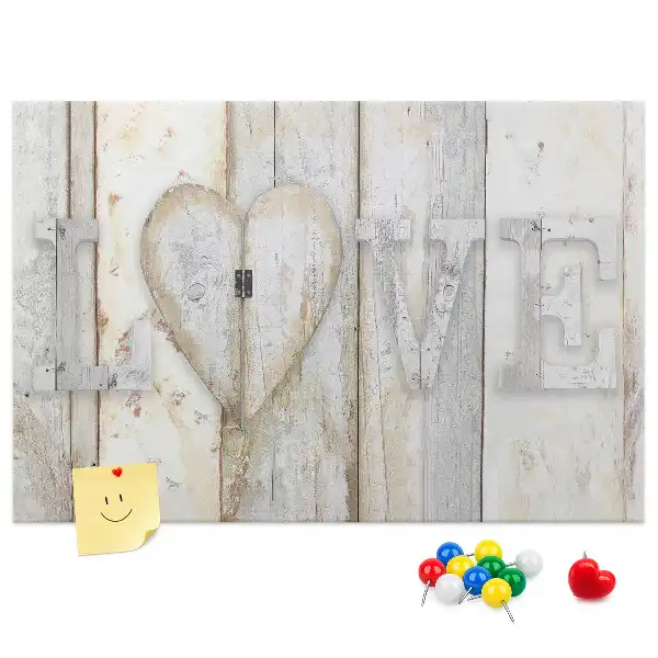Printed Cork Memo Board with Love Lettering