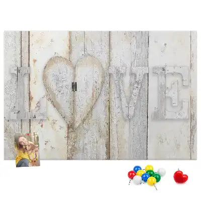 Printed Cork Memo Board with Love Lettering