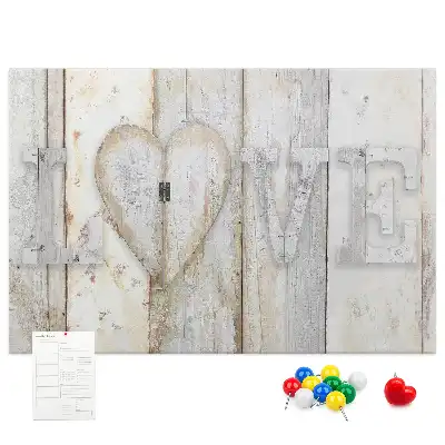 Printed Cork Memo Board with Love Lettering