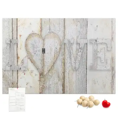 Printed Cork Memo Board with Love Lettering