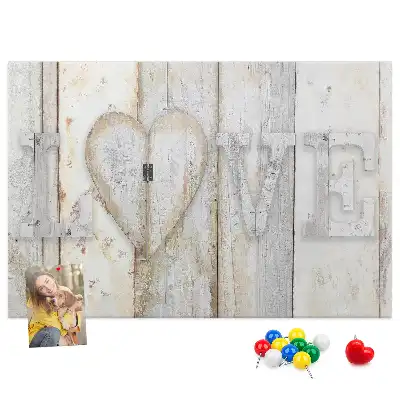 Printed Cork Memo Board with Love Lettering
