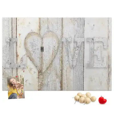 Printed Cork Memo Board with Love Lettering