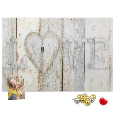 Printed Cork Memo Board with Love Lettering