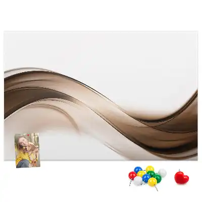 cork memo board with line abstraction design