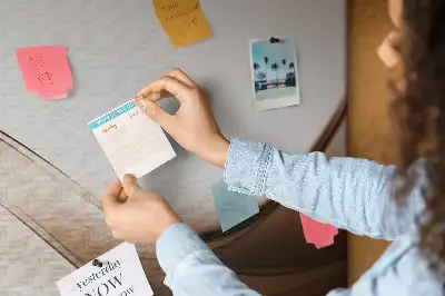 cork memo board with line abstraction design