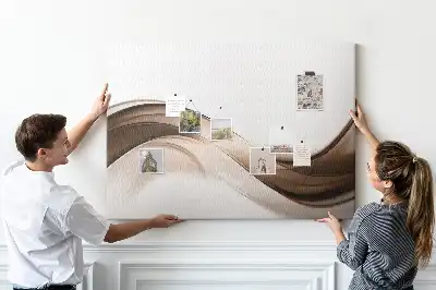 cork memo board with line abstraction design