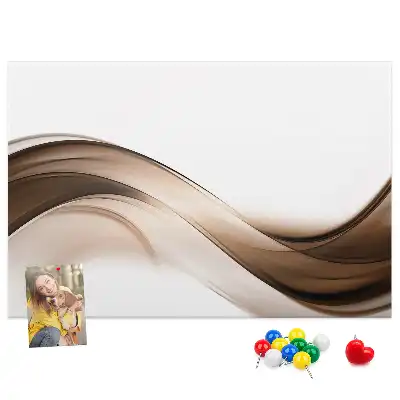 cork memo board with line abstraction design