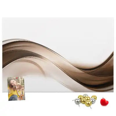 cork memo board with line abstraction design