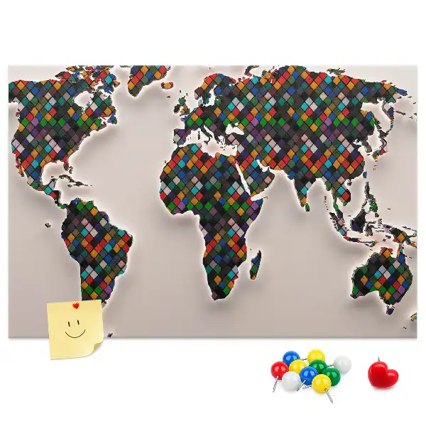 Cork memo board Abstract world map