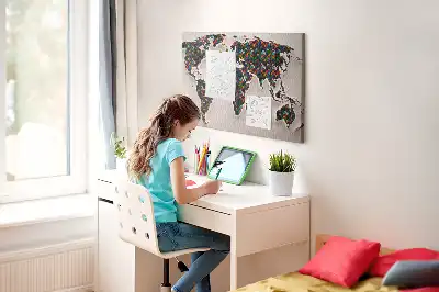 Abstract World Map Cork Memo Board