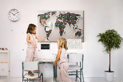 Cork memo board Abstract world map