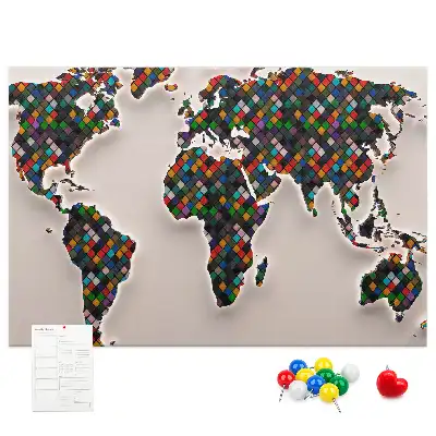 Cork memo board Abstract world map