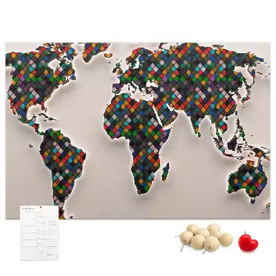 Cork memo board Abstract world map