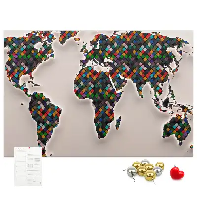 Abstract World Map Cork Memo Board