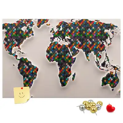 Abstract World Map Cork Memo Board