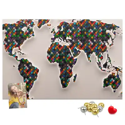 Abstract World Map Cork Memo Board