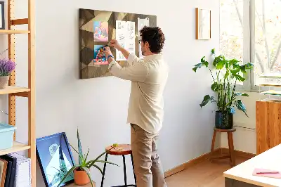 Cork memo board with abstract triangles design