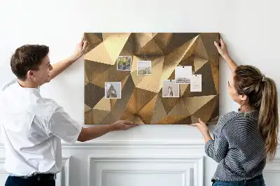 Cork memo board with abstract triangles design
