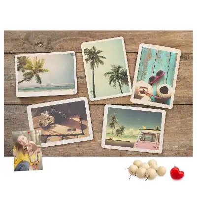 Printed Cork Board Polaroid photos