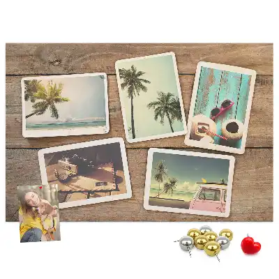 Printed Cork Board Polaroid photos