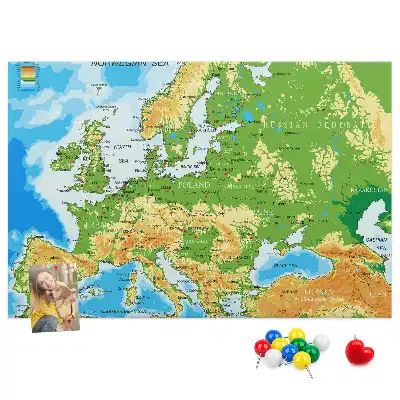 World Map Printed Cork Memo Board