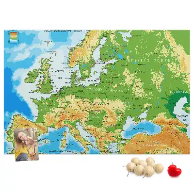 World Map Printed Cork Memo Board
