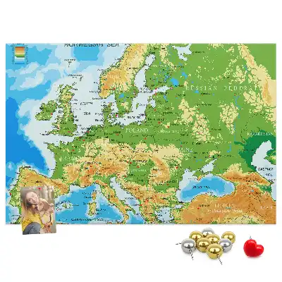 World Map Printed Cork Memo Board
