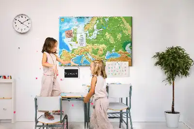 World Map Printed Cork Memo Board