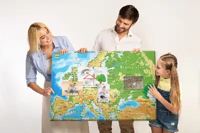 World Map Printed Cork Memo Board
