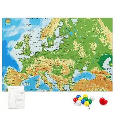 World Map Printed Cork Memo Board
