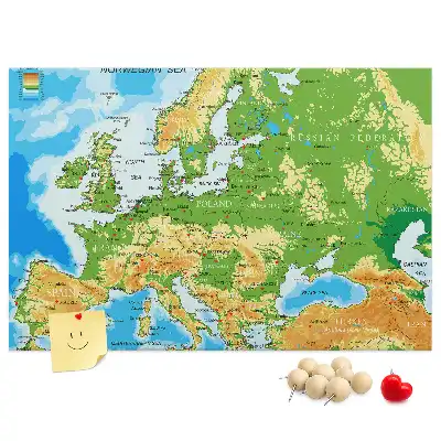 World Map Printed Cork Memo Board