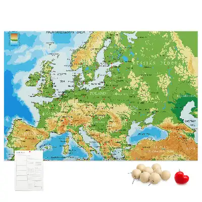 World Map Printed Cork Memo Board