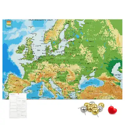World Map Printed Cork Memo Board