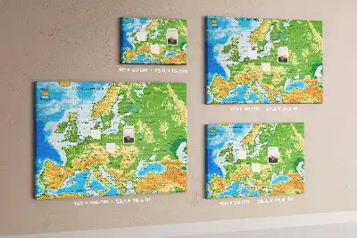 World Map Printed Cork Memo Board