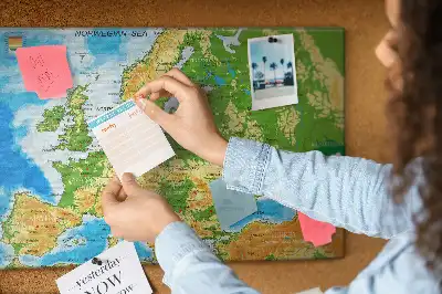 World Map Printed Cork Memo Board