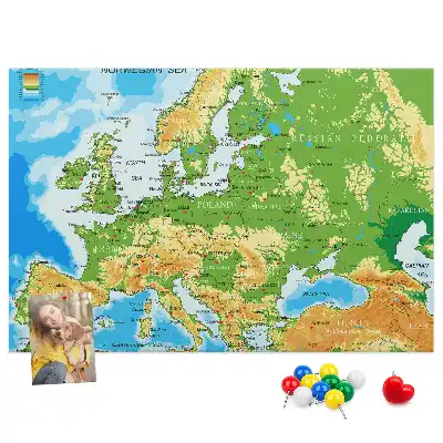 World Map Printed Cork Memo Board