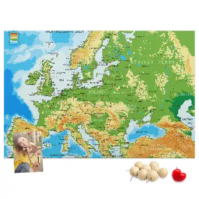 World Map Printed Cork Memo Board