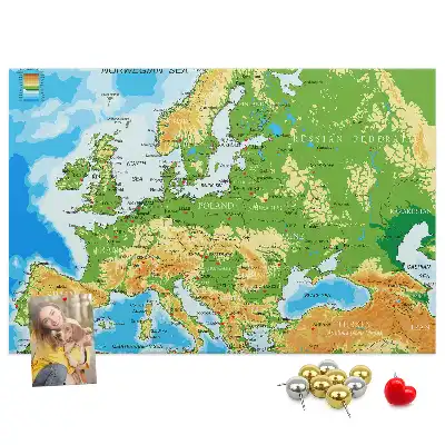 World Map Printed Cork Memo Board