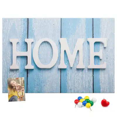 Cork memo board Home lettering