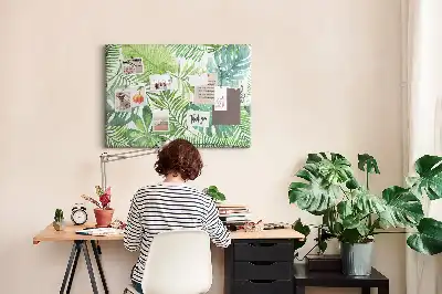 Printed Cork Memo Board Tropical leaves