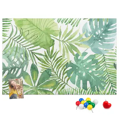 Printed Cork Memo Board Tropical leaves