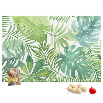 Printed Cork Memo Board Tropical leaves