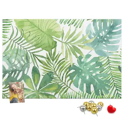 Printed Cork Memo Board Tropical leaves