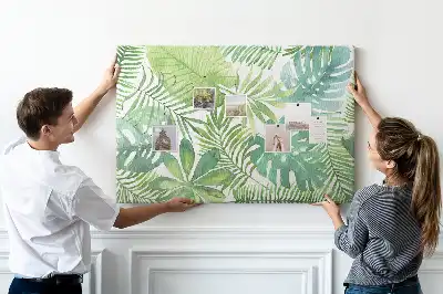 Printed Cork Memo Board Tropical leaves