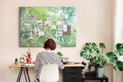 Printed Cork Memo Board Tropical leaves