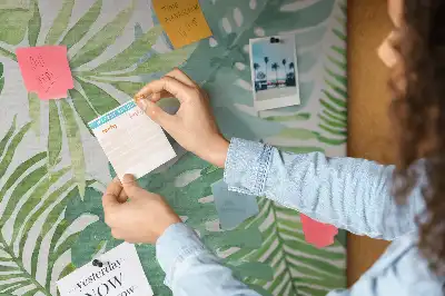 Printed Cork Memo Board Tropical leaves
