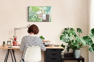 Printed Cork Memo Board Tropical leaves