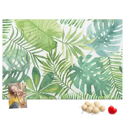 Tropical Leaves Printed Cork Memo Board