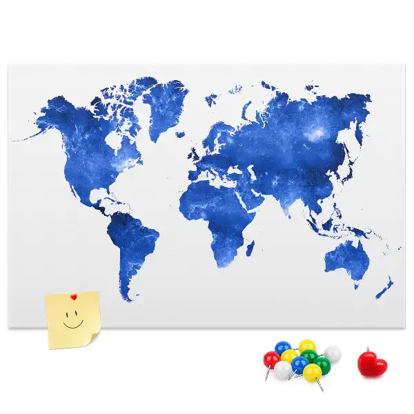 Space world map cork memo board